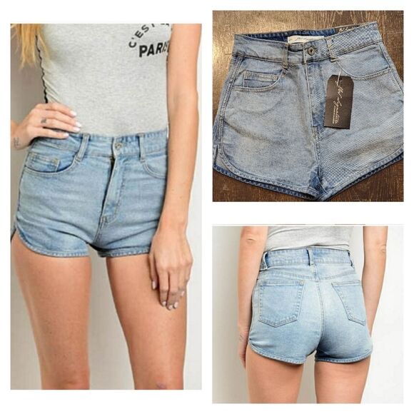 JW Signature Pants - JW Signature Denim Dolphin Hem Shorts